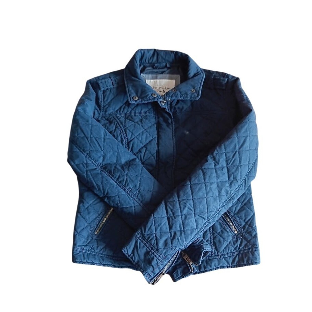 Abercrombie & Fitch Quilted Utility Jacket‎ Womens Medium Navy Diamond Stitch